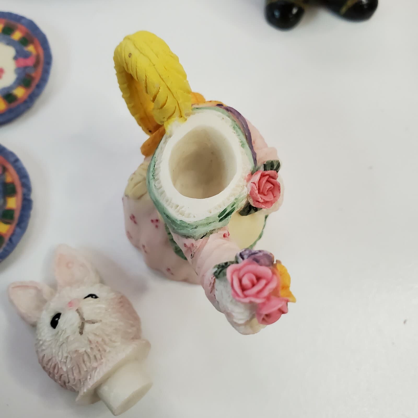 1995 Young's Inc. Miniature Mini Tea Set Bunny Rabbit Flowers Design 7 pc Easter - Thumbnail 6