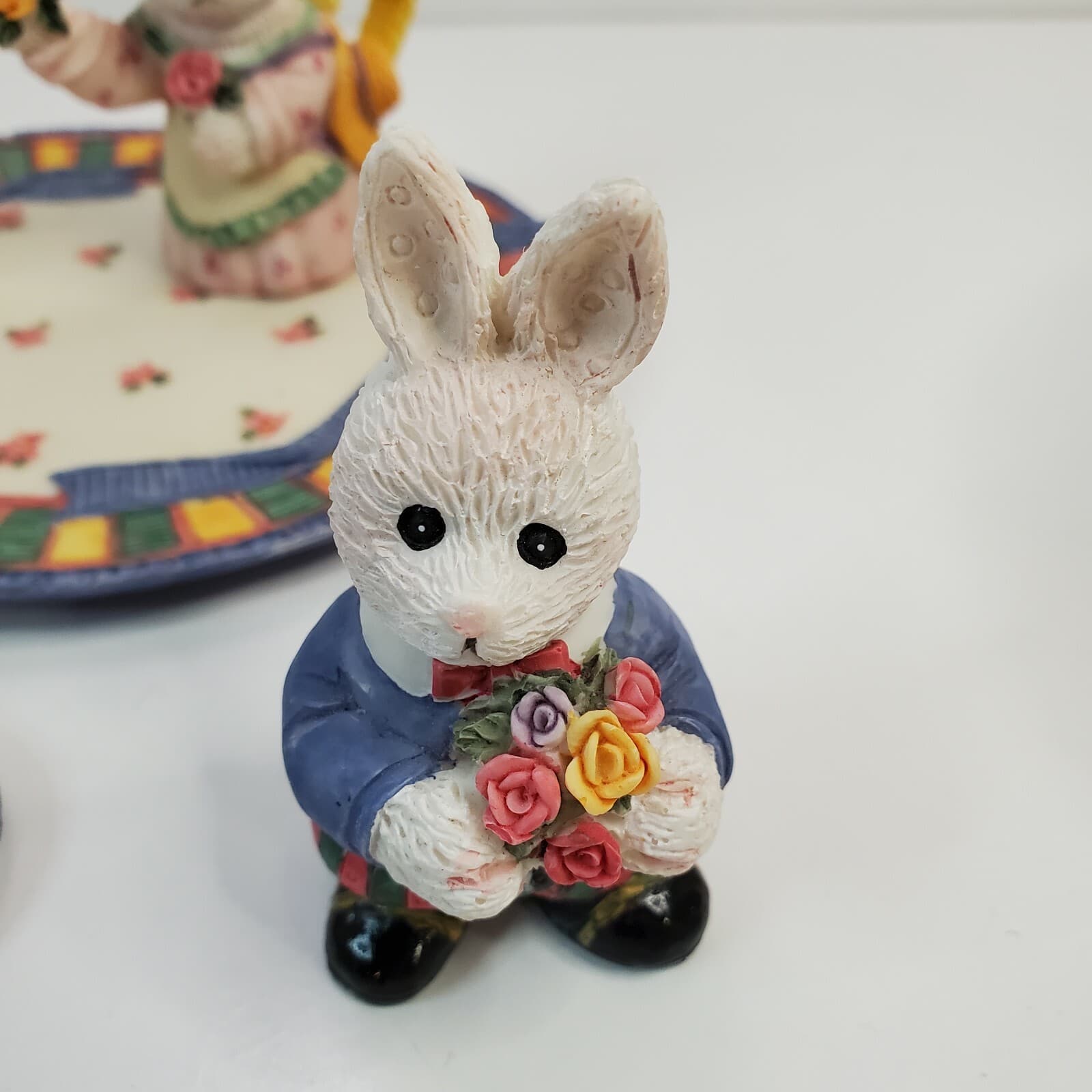 1995 Young's Inc. Miniature Mini Tea Set Bunny Rabbit Flowers Design 7 pc Easter - Thumbnail 4