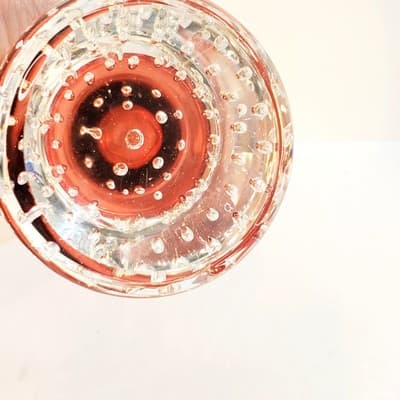 Vintage Red Art Glass Tulip Jack In The Pulpit Bud Vase Controlled Bubbles Base - Thumbnail 6