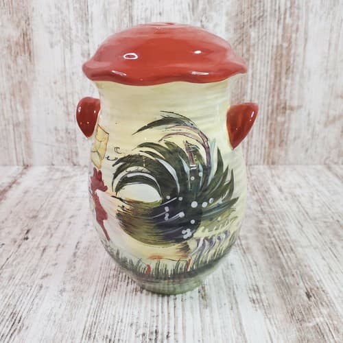 CIC Susan Winget Le Rooster Crock Shaped Cheese Shaker Farmhouse Rustic Decor - Thumbnail 4