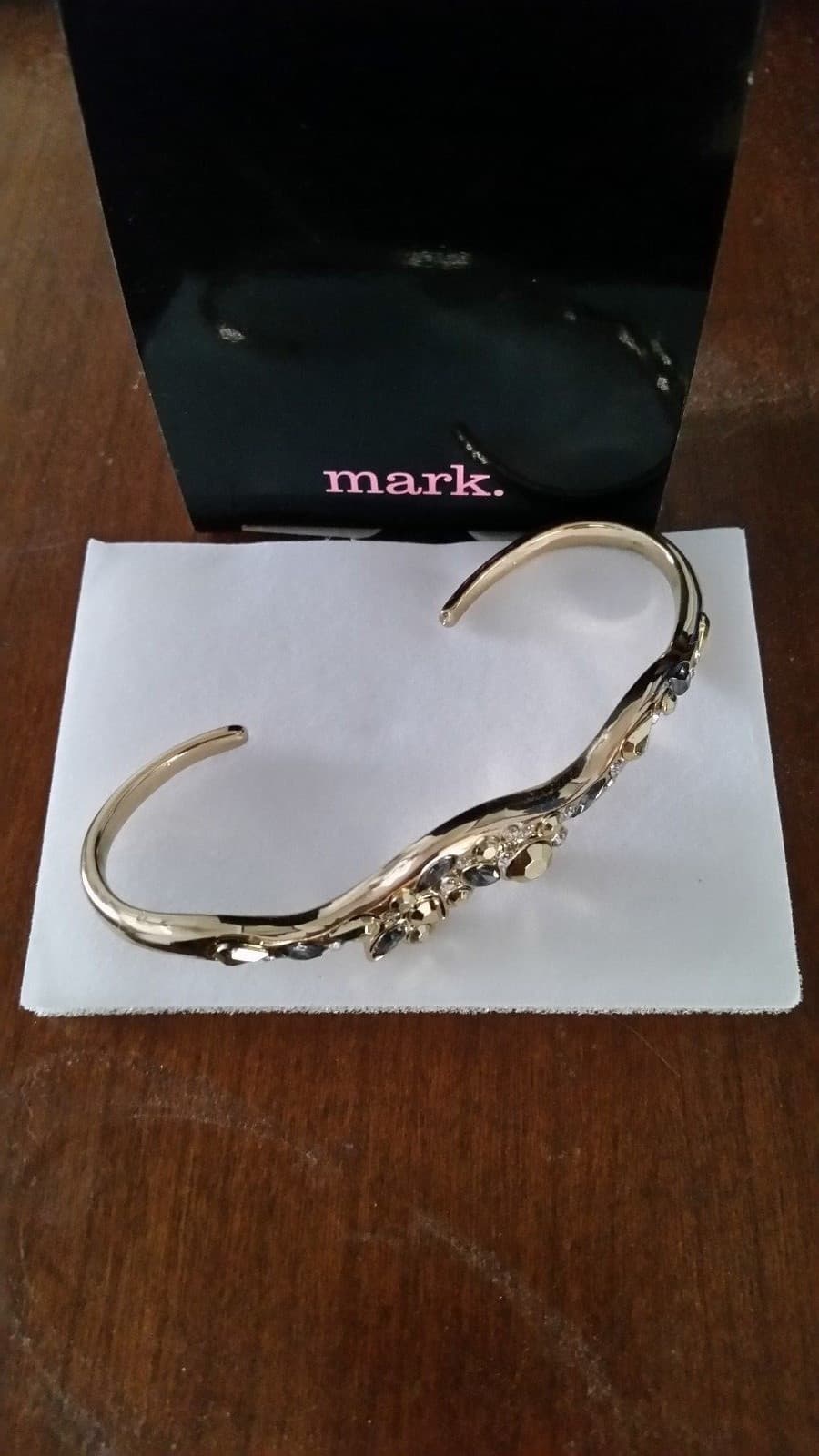 Mark Sleight Of Hand Palm Cuff Goldtone & Glass Stones Fits Most - Thumbnail 2