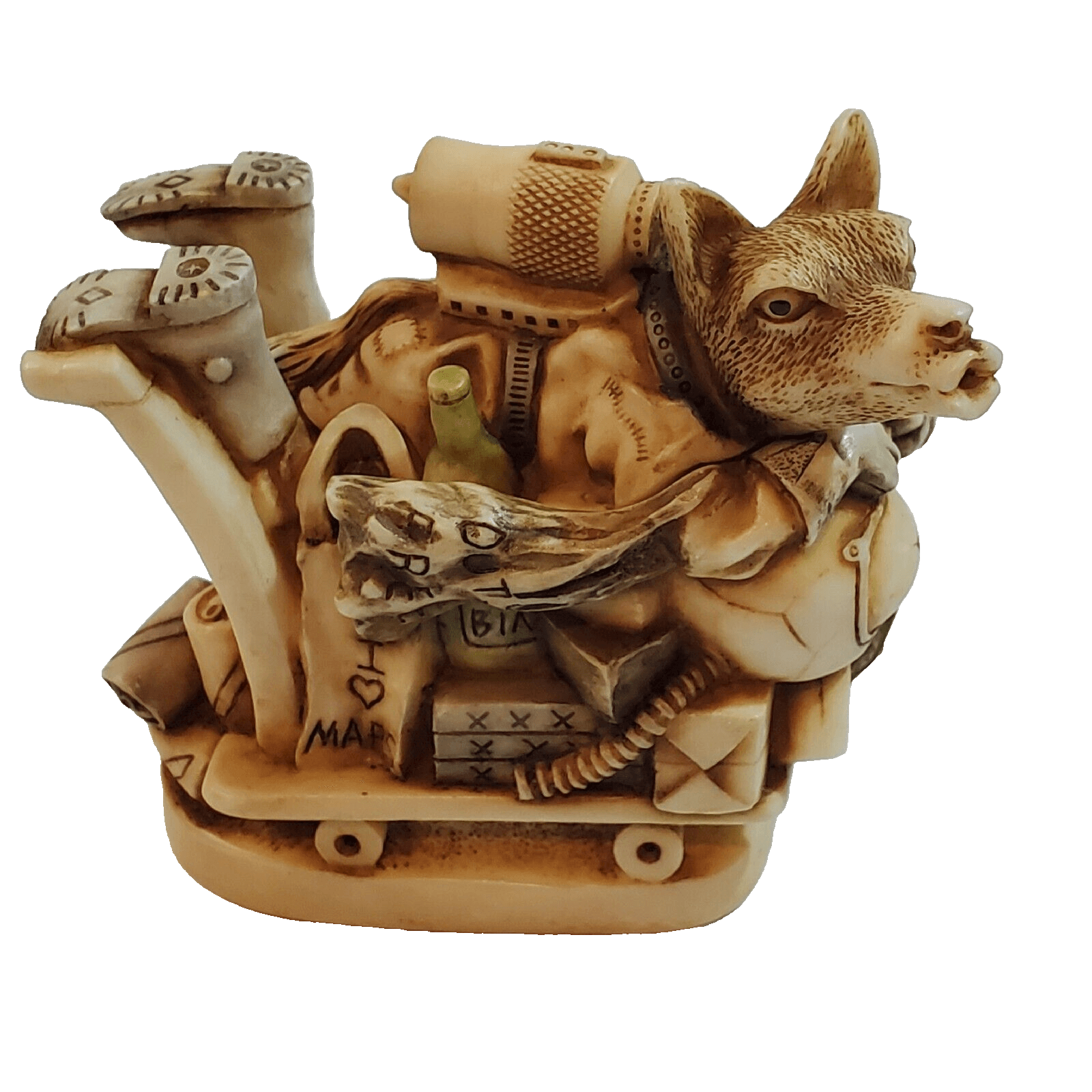 Vtg Harmony Kingdom Wolfie Wolf In Space 2001 Trinket Box Figurine Calvesbert