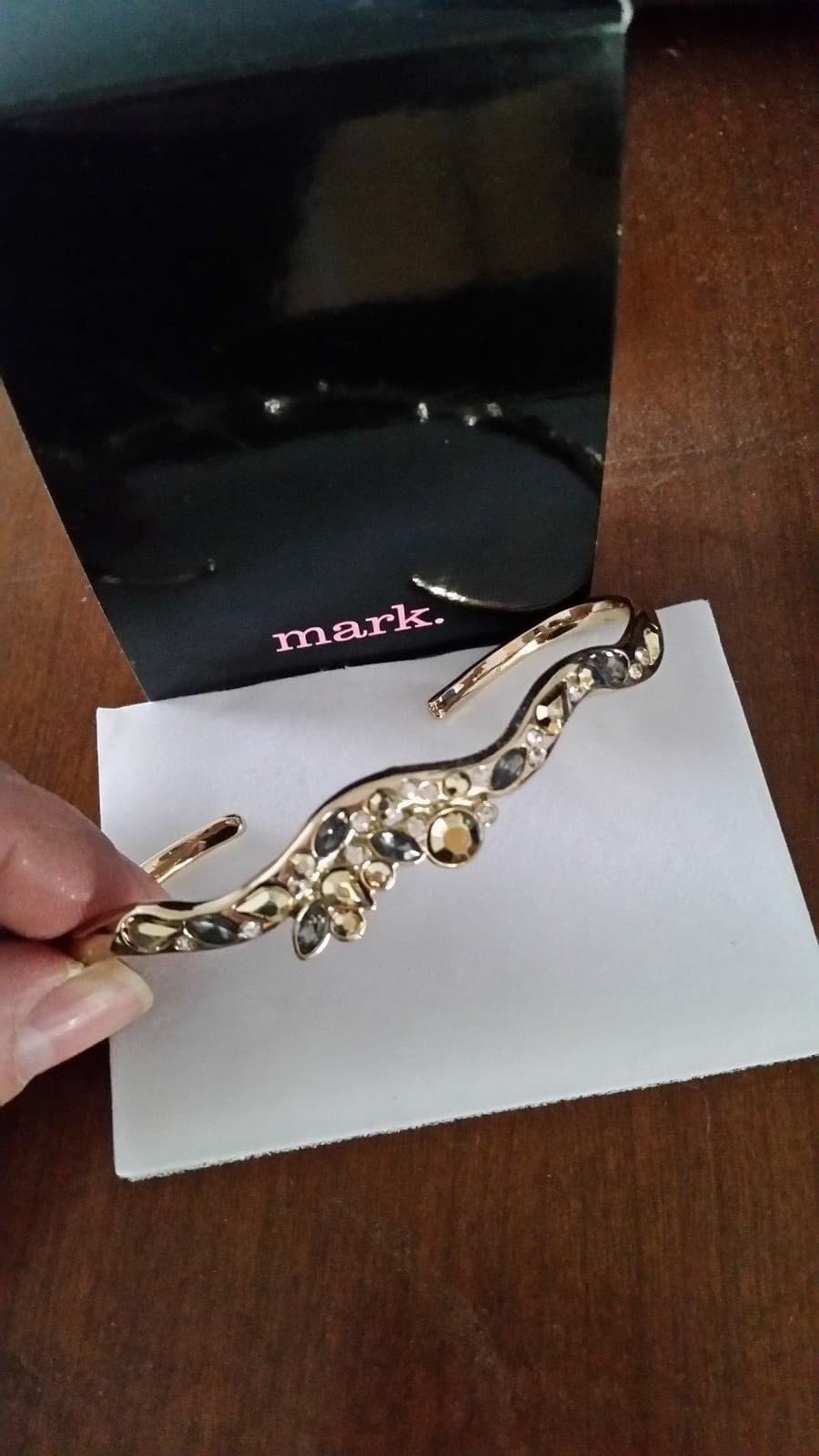 Mark Sleight Of Hand Palm Cuff Goldtone & Glass Stones Fits Most - Thumbnail 3