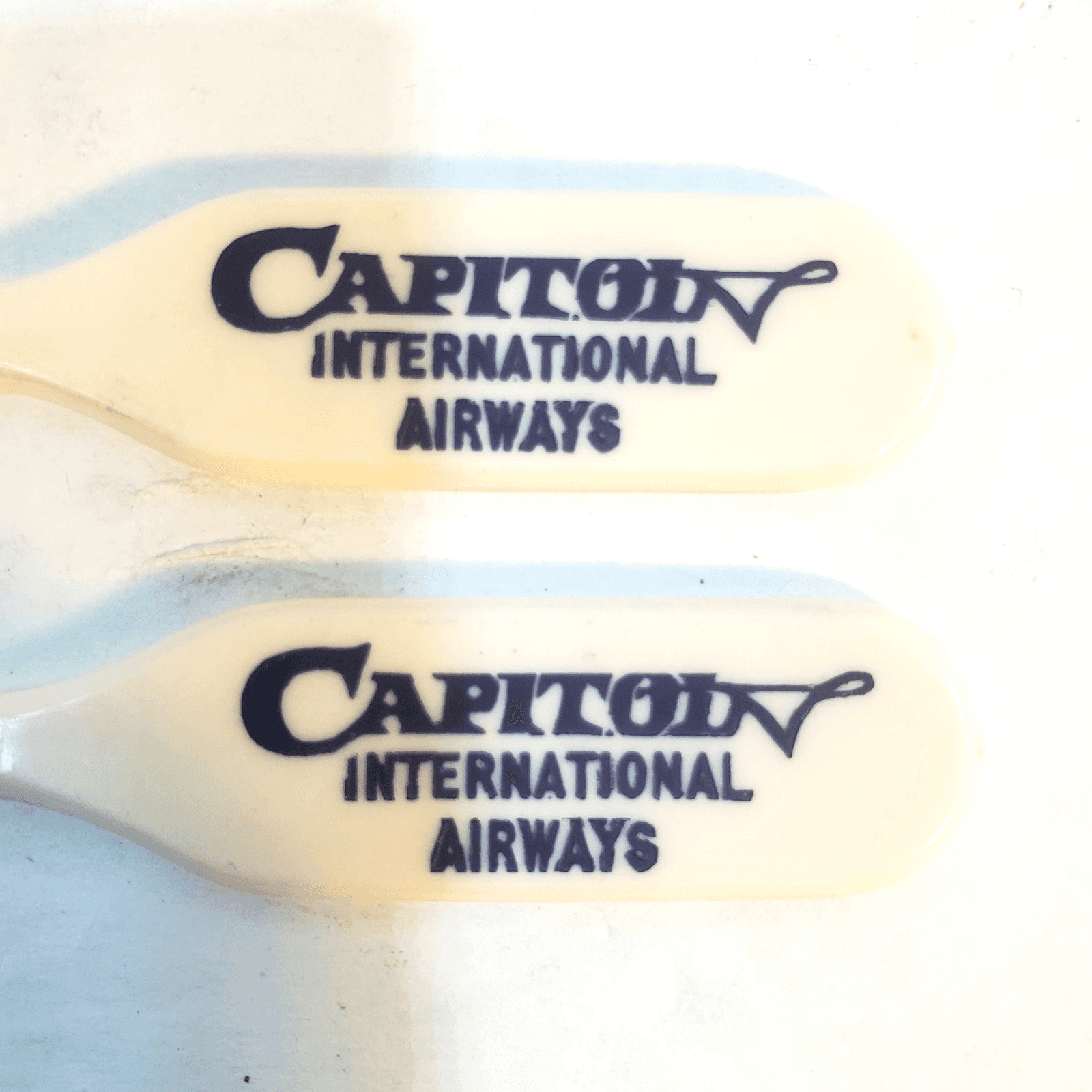 2 Vtg Capitol International Airways Swizzle Stick Airlines Martini Drink Skewer - Thumbnail 2