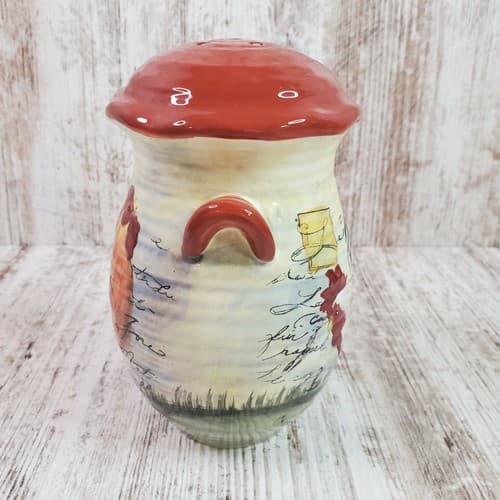 CIC Susan Winget Le Rooster Crock Shaped Cheese Shaker Farmhouse Rustic Decor - Thumbnail 3