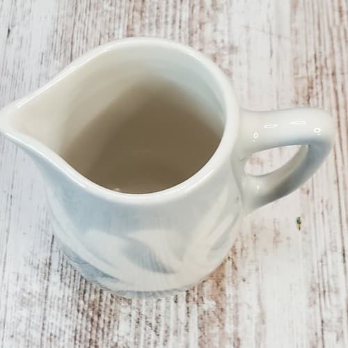 Vintage Syracuse China USA Small White and Blue Fleur De Lis Creamer Pitcher - Thumbnail 2