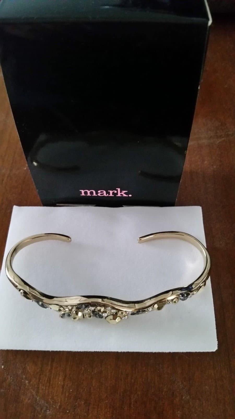 Mark Sleight Of Hand Palm Cuff Goldtone & Glass Stones Fits Most - Thumbnail 4