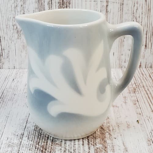 Vintage Syracuse China USA Small White and Blue Fleur De Lis Creamer Pitcher