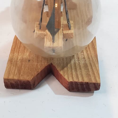 Vintage Handmade Wooden Miniature Ship in a Light Bulb w/ Base Nautical Sailing - Thumbnail 7