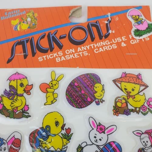 14 Vtg Stick-Ons Easter Unlimited Puffy Easter Bunny Eggs Chicks Stickers NOS - Thumbnail 6