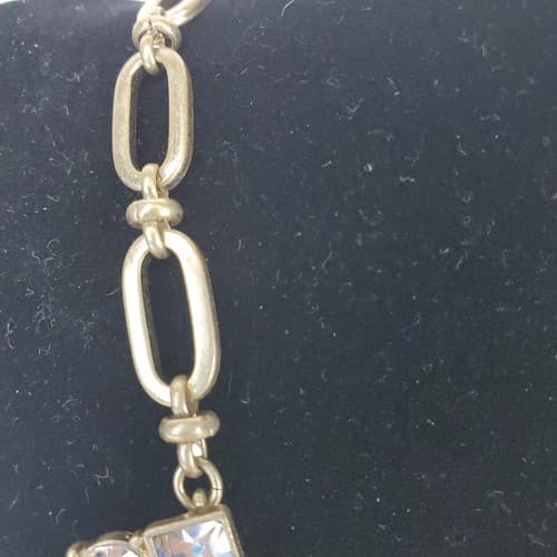 Bella Jack Gold Tone Clear Crystal Rhinestone Statement Necklace Lobster Closure - Thumbnail 2