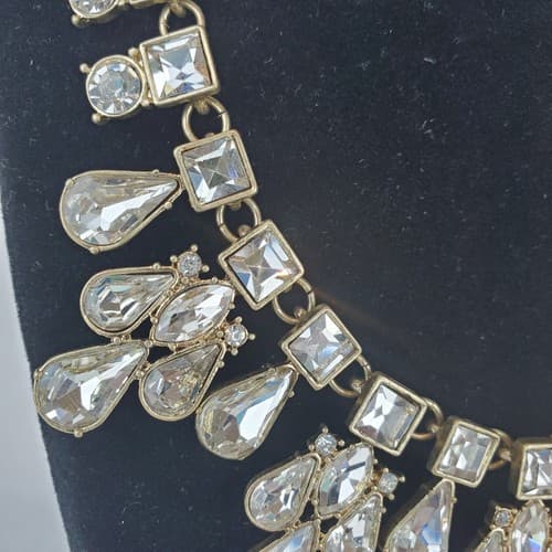 Bella Jack Gold Tone Clear Crystal Rhinestone Statement Necklace Lobster Closure - Thumbnail 3