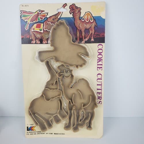 Vintage 1987 LK Manufacturing Corp Cookie Cutter Set of Bird Elephant Camel NEW