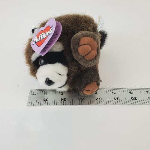 Vtg Swibco 1994 Puffkins Raccoon Bandit Plush Stuffed Animal Toy Birth 2-21-97 - Thumbnail 8