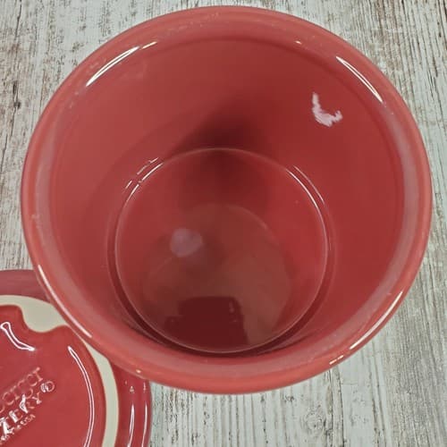 USA Longaberger Pottery Woven Traditions Paprika Small Pint Crock 4” w Lid - Thumbnail 4