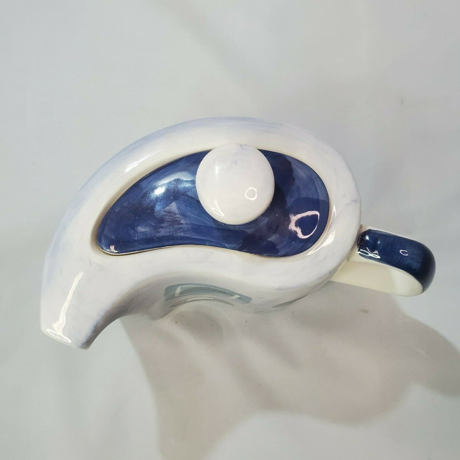 Herman Dodge and Son Curved Teapot Hand Painted Mid Century Geometric Shapes - Thumbnail 5