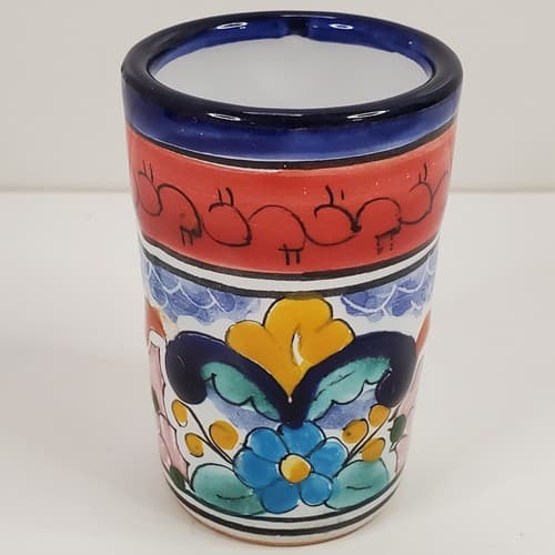 Hand Painted Mexican Folk Art Ceramic Tequila Shot Glass Toothpick Holder - Thumbnail 4