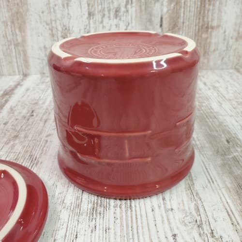 USA Longaberger Pottery Woven Traditions Paprika Small Pint Crock 4” w Lid - Thumbnail 5