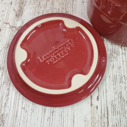 USA Longaberger Pottery Woven Traditions Paprika Small Pint Crock 4” w Lid - Thumbnail 3