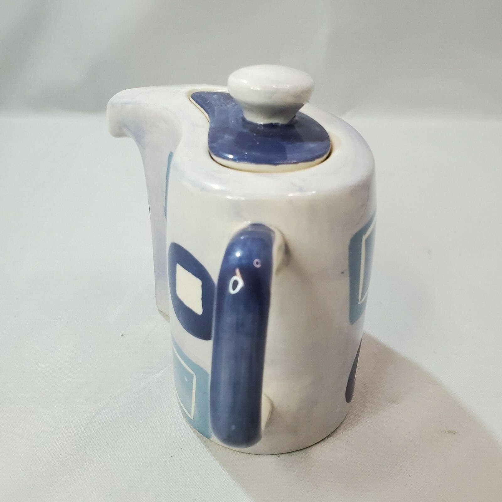 Herman Dodge and Son Curved Teapot Hand Painted Mid Century Geometric Shapes - Thumbnail 2