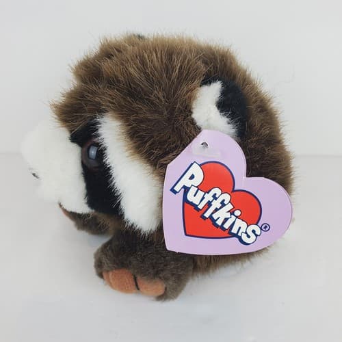 Vtg Swibco 1994 Puffkins Raccoon Bandit Plush Stuffed Animal Toy Birth 2-21-97 - Thumbnail 2
