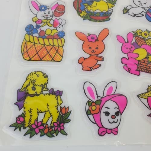 14 Vtg Stick-Ons Easter Unlimited Puffy Easter Bunny Eggs Chicks Stickers NOS - Thumbnail 2