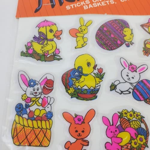 14 Vtg Stick-Ons Easter Unlimited Puffy Easter Bunny Eggs Chicks Stickers NOS - Thumbnail 5
