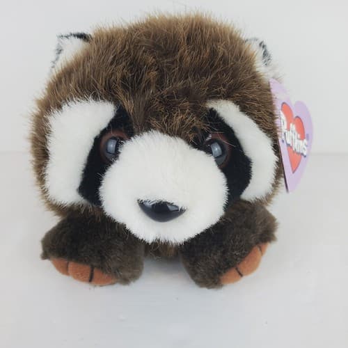 Vtg Swibco 1994 Puffkins Raccoon Bandit Plush Stuffed Animal Toy Birth 2-21-97