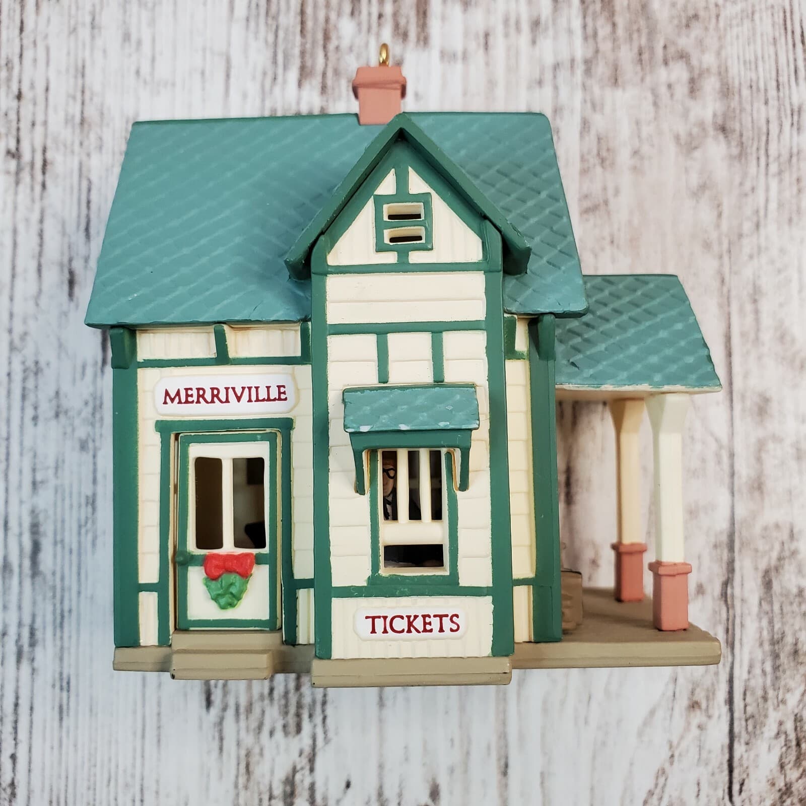 Vtg Hallmark Keepsake Lighted Ornament 1987 Merriville Train Station - NO BULB - Thumbnail 2