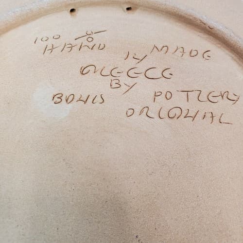 Bonis Pottery Original Plate Hand Made in Rhodes Greece Raised Enamel Gazelle 7" - Thumbnail 5