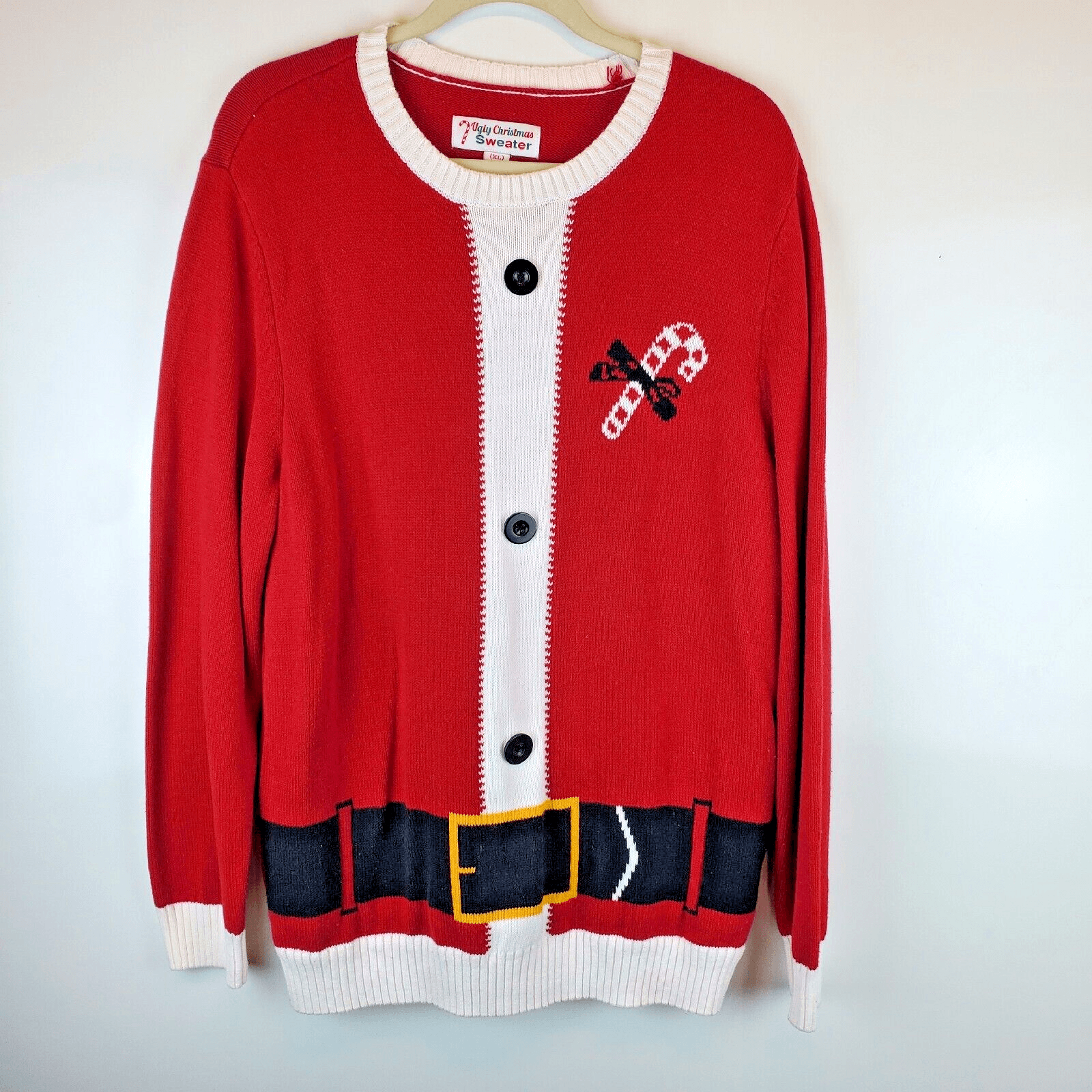 Ugly Christmas Sweater Brand Women's Size XL Tunic Red And White Santa Pullover