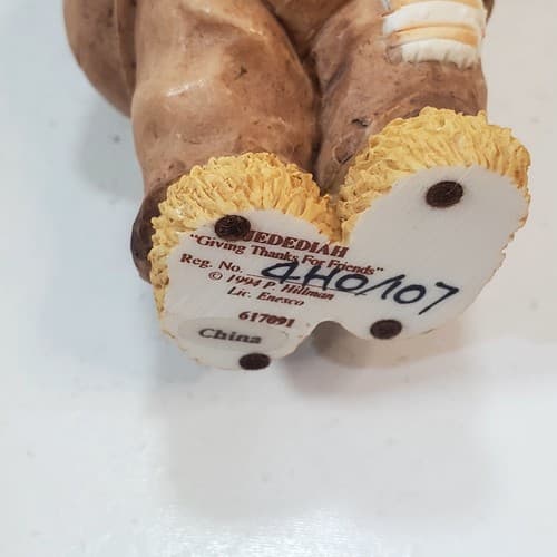 Vintage Cherished Teddies Jedediah Pilgrim Figure Thanksgiving Teddy Bear 1994 - Thumbnail 6