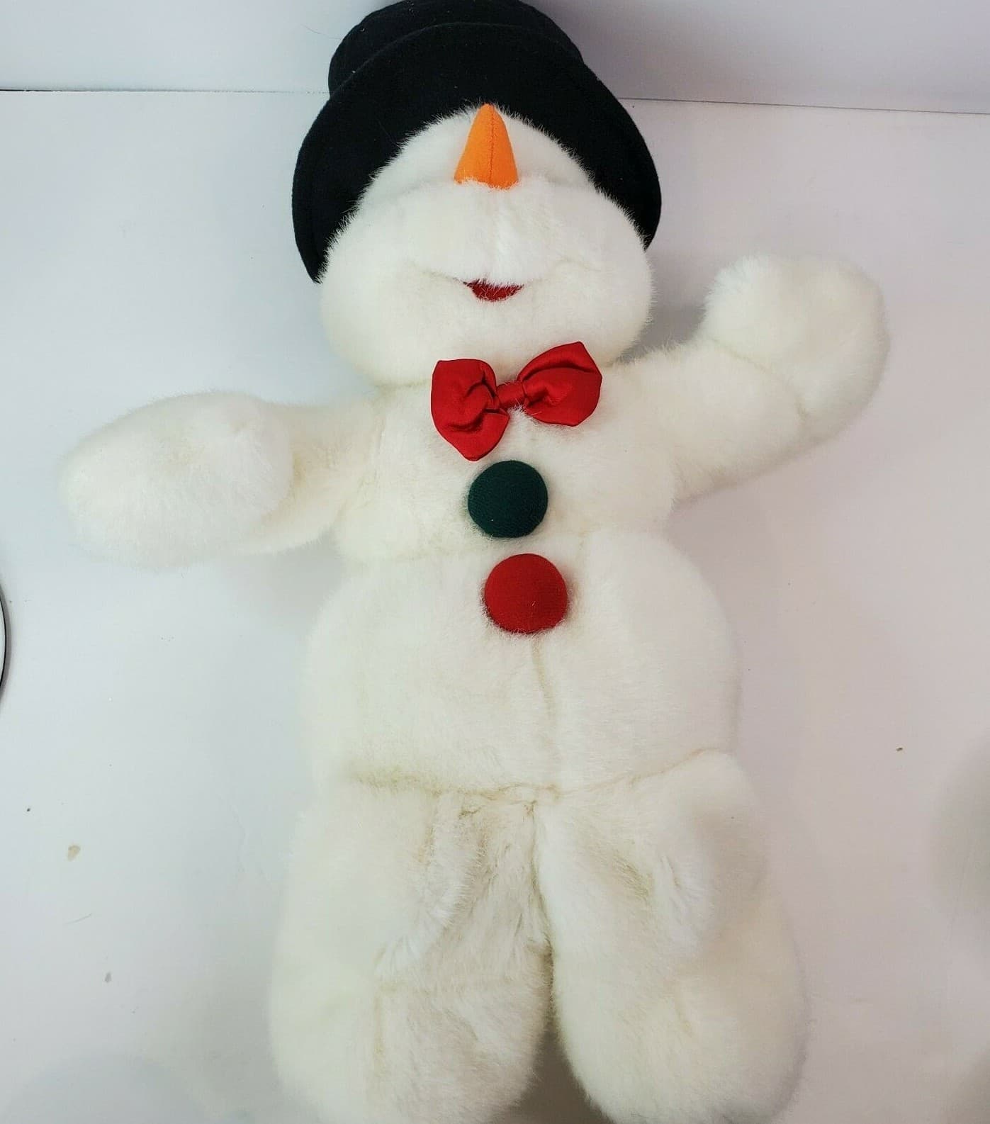 Beta Toys Snowman Stuffed Plush Black Hat Buttons Bow Tie Carrot Nose 19" - Thumbnail 9