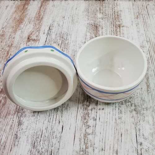 Vtg Houston Harvest Gift Easter Candy Ceramic Jar Dish With Bunny Rabbit & Chick - Thumbnail 6