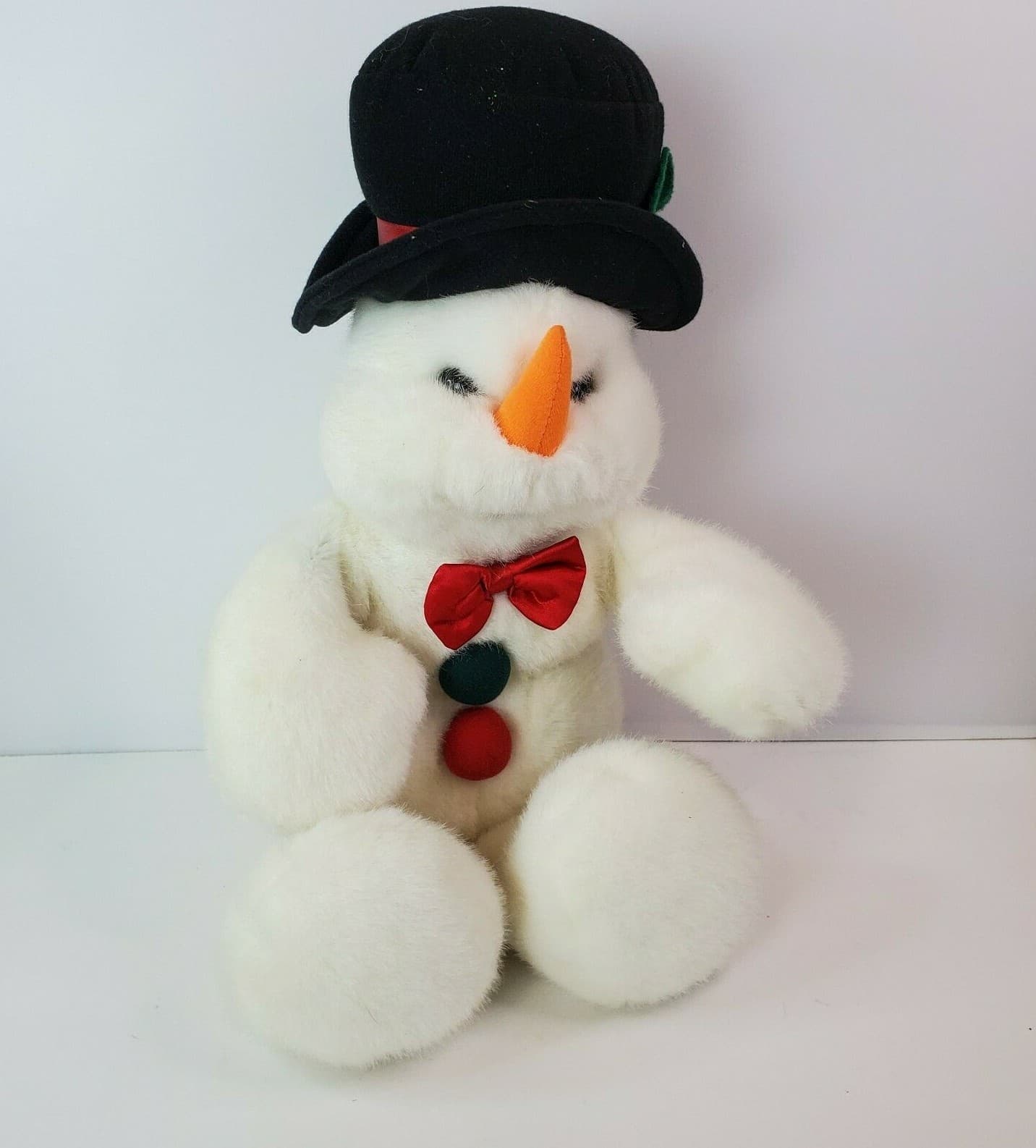 Beta Toys Snowman Stuffed Plush Black Hat Buttons Bow Tie Carrot Nose 19" - Thumbnail 2