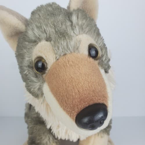 Wild Republic Sitting Gray Wolf Plush Stuffed Animal Toy Realistic 12 in Long - Thumbnail 2