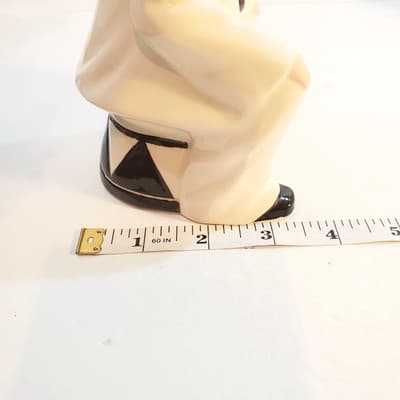 Vtg 1980 Byron Mold Pierrot Sitting Clown Black White Art Deco Ceramic Figurine - Thumbnail 12