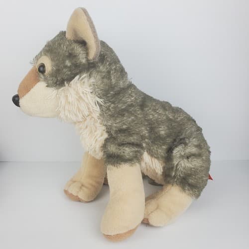Wild Republic Sitting Gray Wolf Plush Stuffed Animal Toy Realistic 12 in Long - Thumbnail 3