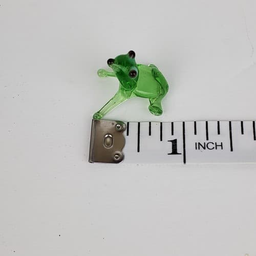 Hand Blown Art Glass Set of 2 Miniature Frog Figurine Clear Green Big Eyes - Thumbnail 8