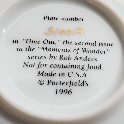 Vintage 1996 Porterfield's Rob Anders Miniature Plate Moments of Wonder #3100A - Thumbnail 5