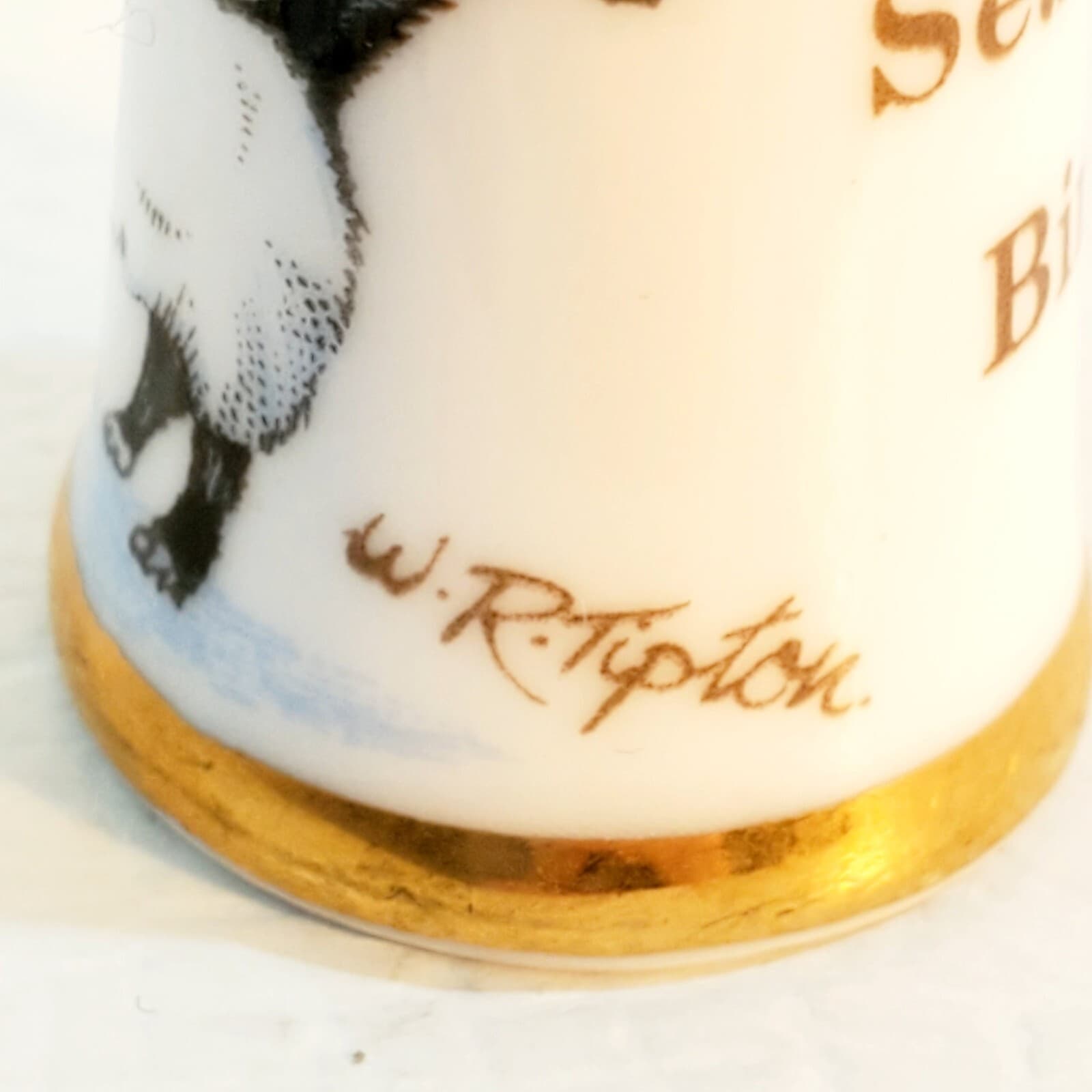 Vtg CAVERSWALL England Porcelain Cats Kittens Sewing Thimble Artist W.R. Tipton - Thumbnail 2