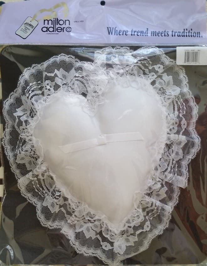 Milton Adler Classic Heart-Shaped Ring Bearer Pillow with Ribbon