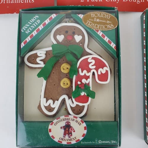 Lot of Of 5 Pkgs Clay Dough Gingerbread Boy & Girl Christmas Cookie Ornaments - Thumbnail 2