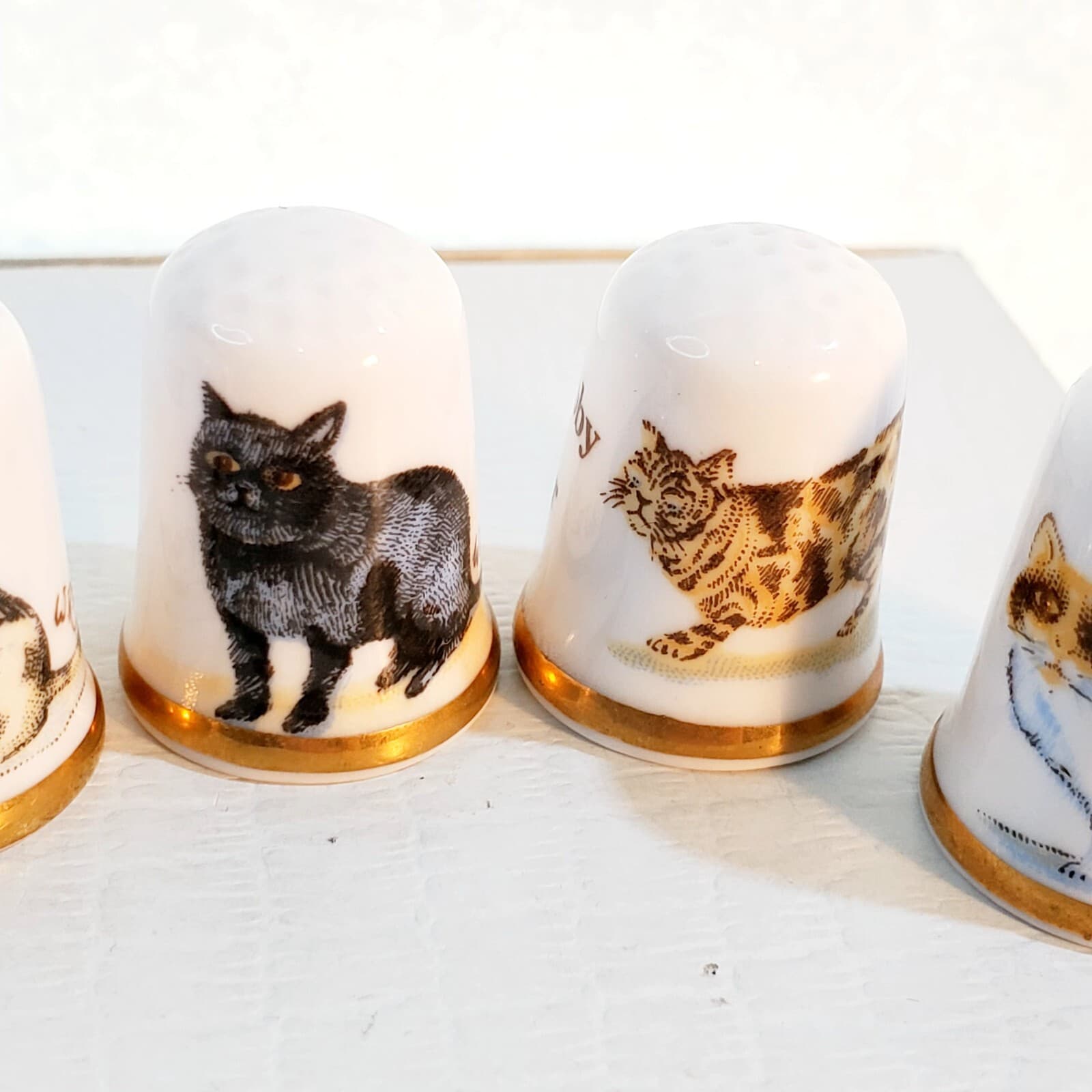Vtg CAVERSWALL England Porcelain Cats Kittens Sewing Thimble Artist W.R. Tipton - Thumbnail 4