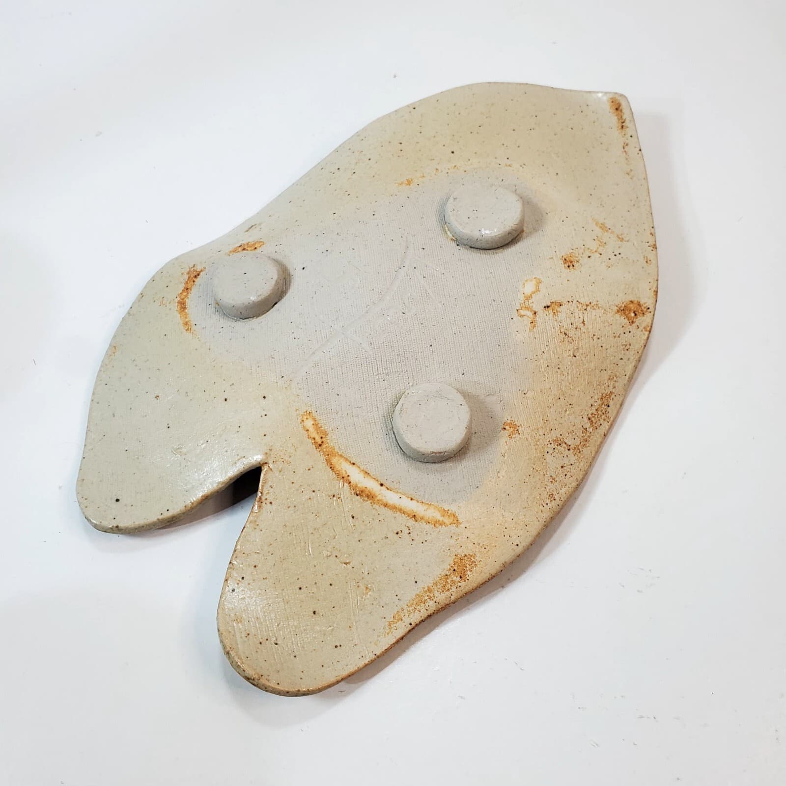 Handmade Studio Pottery Footed Leaf Shaped Decorative Dish Signed Kirby 15 - Thumbnail 4