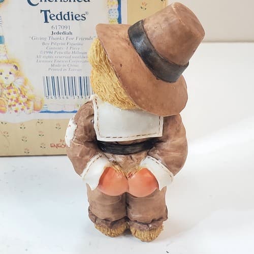 Vintage Cherished Teddies Jedediah Pilgrim Figure Thanksgiving Teddy Bear 1994 - Thumbnail 4