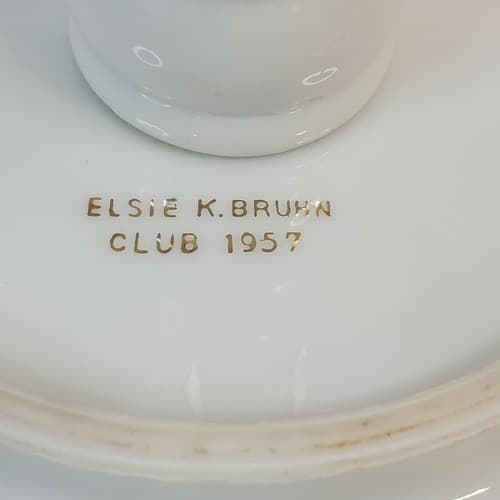 Vintage Elsie K Bruhn Club 1957 Pedestal Serving Tray Roses & Butterfly Floral - Thumbnail 6