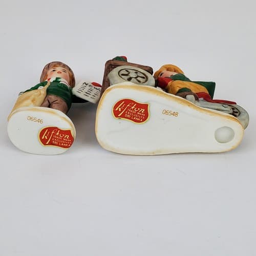 Vtg LEFTON Colonial Christmas Boy Riding Bike & Newsboy Figurines #06546 #06548 - Thumbnail 7