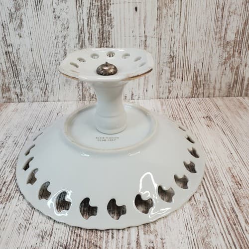 Vintage Elsie K Bruhn Club 1957 Pedestal Serving Tray Roses & Butterfly Floral - Thumbnail 4