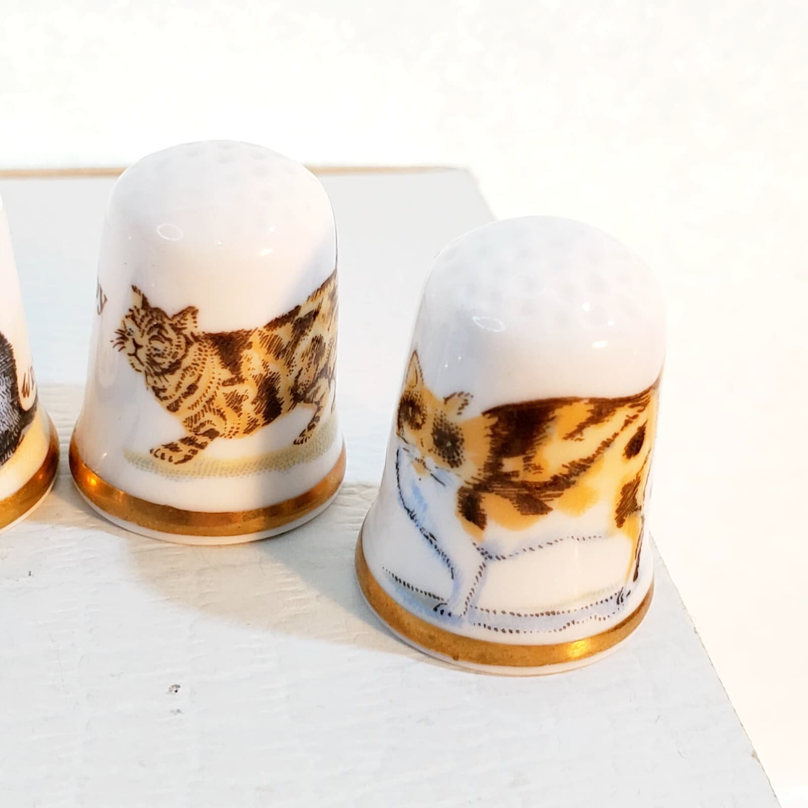Vtg CAVERSWALL England Porcelain Cats Kittens Sewing Thimble Artist W.R. Tipton - Thumbnail 13